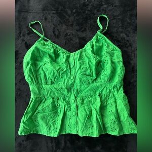 Green Eyelet Women's Top